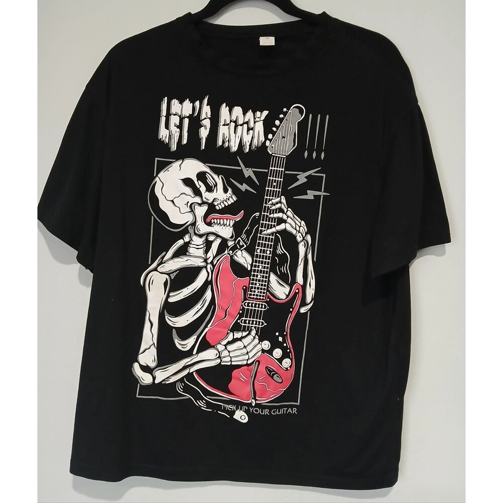 LET'S ROCK! Pick Up Your Guitar. Graphic T-Shirt. Men Size Medium. Lifted Feel.